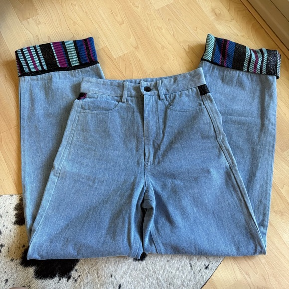 BENJAMIN BENMOYAL Cassette Tape Hem Jeans Flip Cuff Size XS - Picture 4 of 13